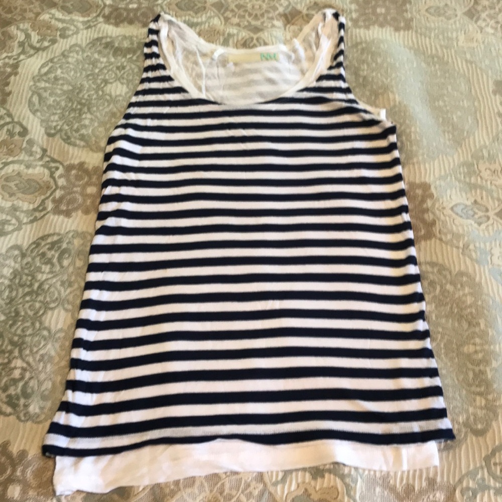 Long navy and white longer tank